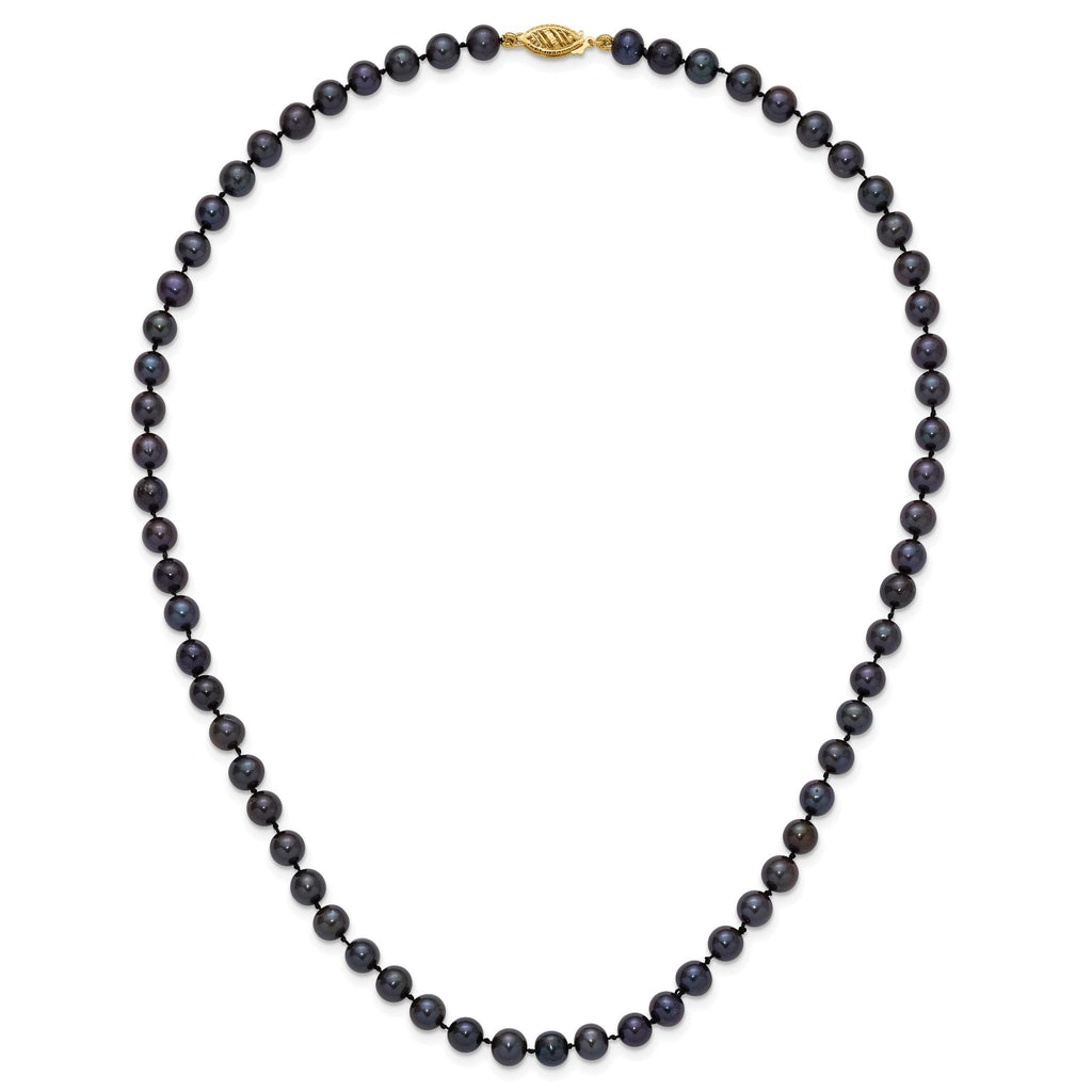 14k 6-7mm Black Near-Round Freshwater Cultured Pearl 7.5 inch Bracelet