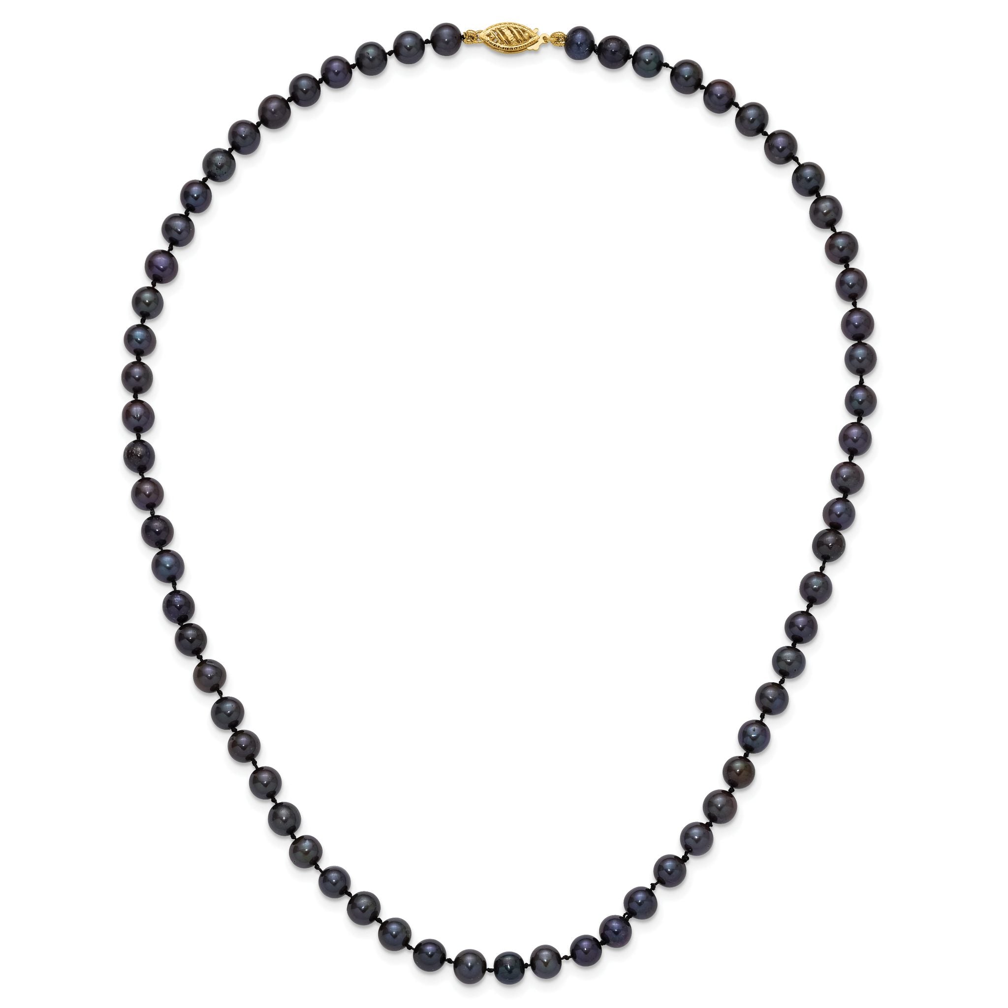 14k 6-7mm Black Near-Round Freshwater Cultured Pearl 7.5 inch Bracelet