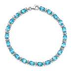 Sterling Silver Rhodium-plated Sky BT & White Topaz Bracelet