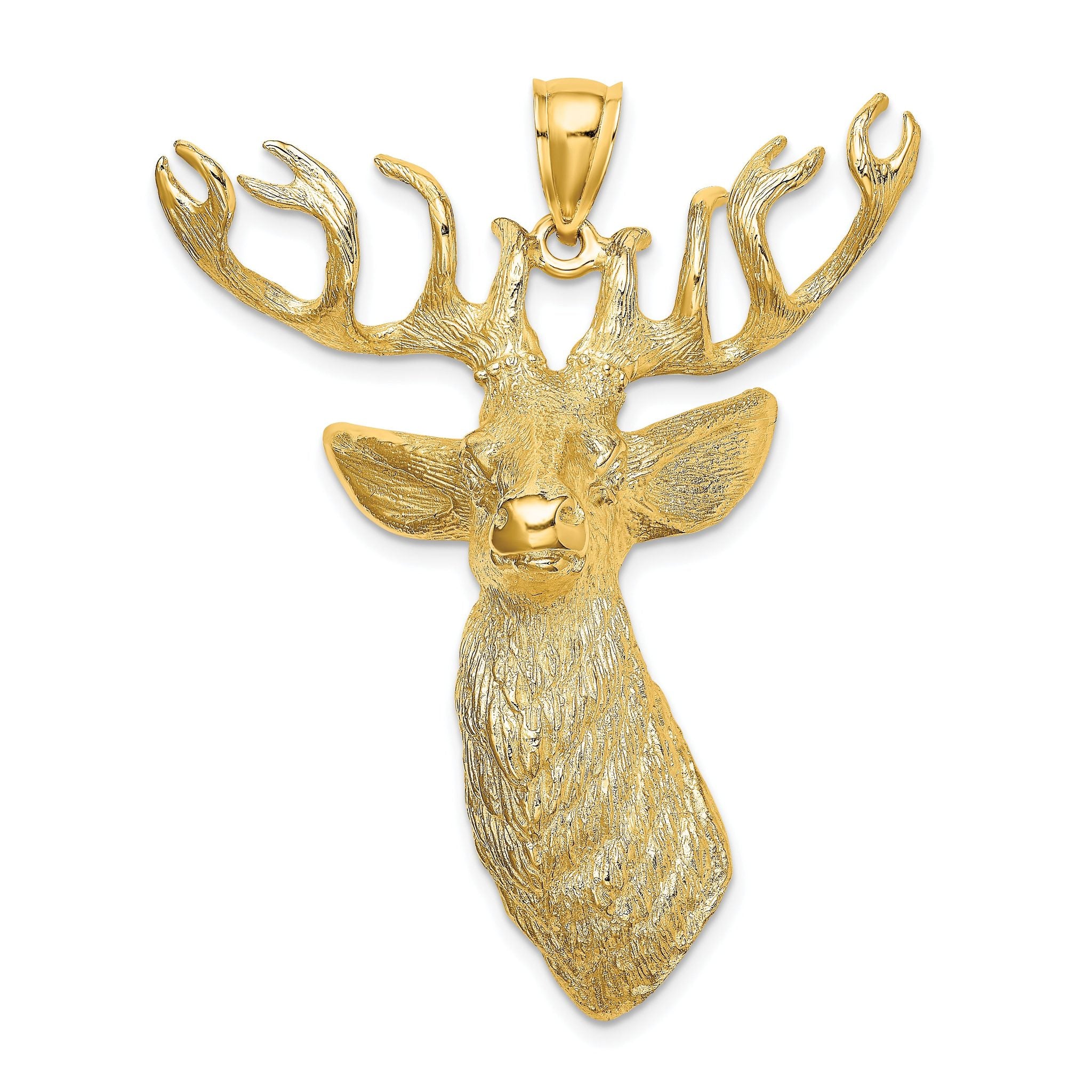 14K 3-D Textured Deer Head Charm Main image
