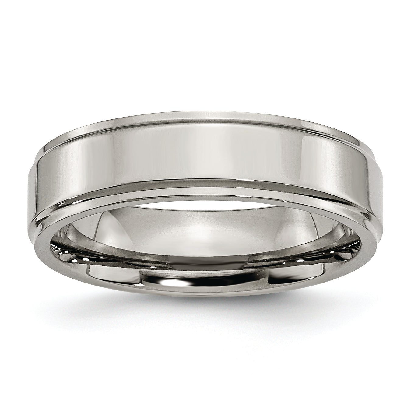 Chisel Titanium Polished 6mm Ridged Edge Band Main image