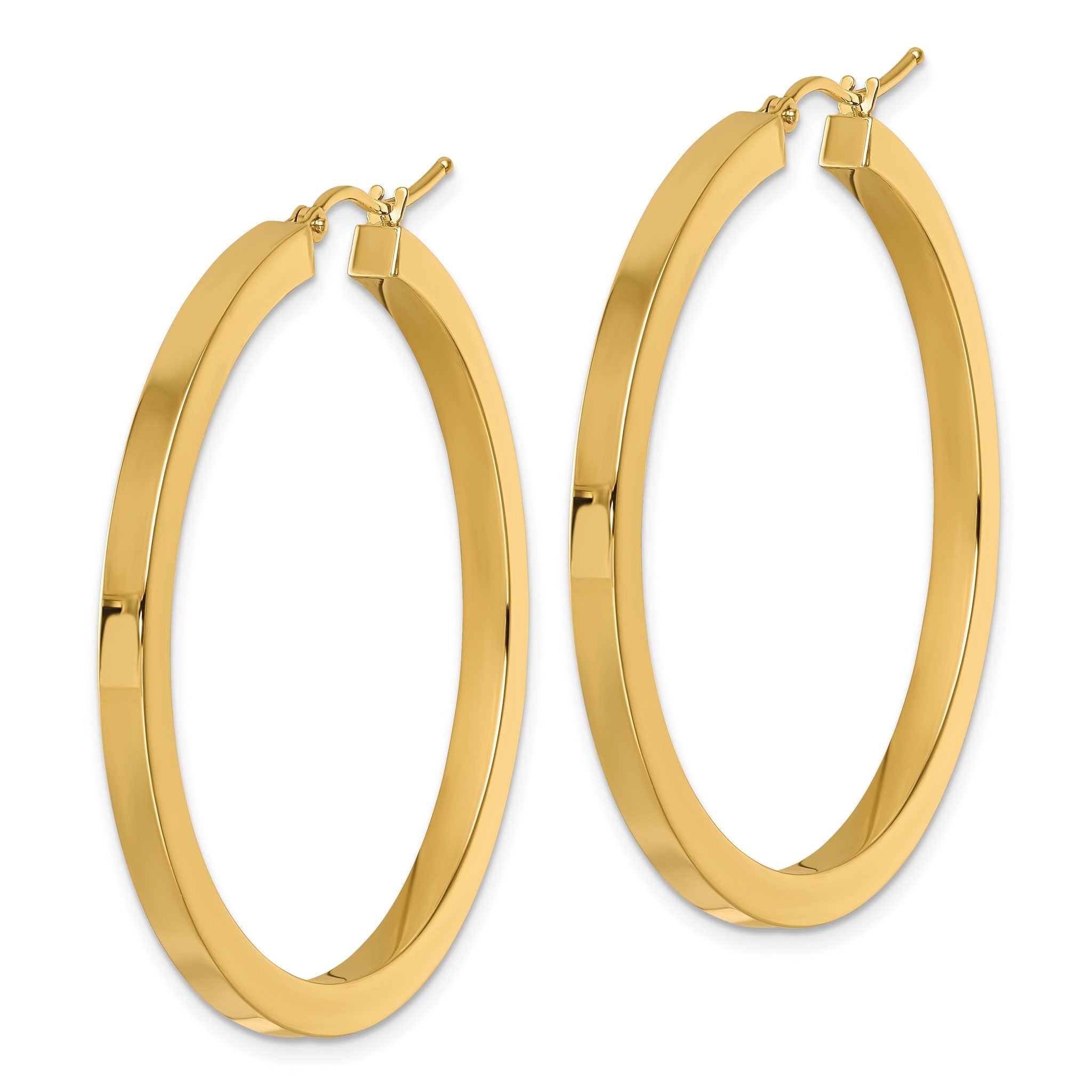 14k 3mm Polished Square Hoop Earrings Secondary image