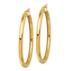 Sterling Silver Gold Flash Plated 3x45mm Grooved Hoop Earrings
