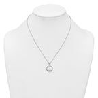 Sterling Silver Rhodium-plated Polished CZ Divided Circle 17.75 inch Necklace