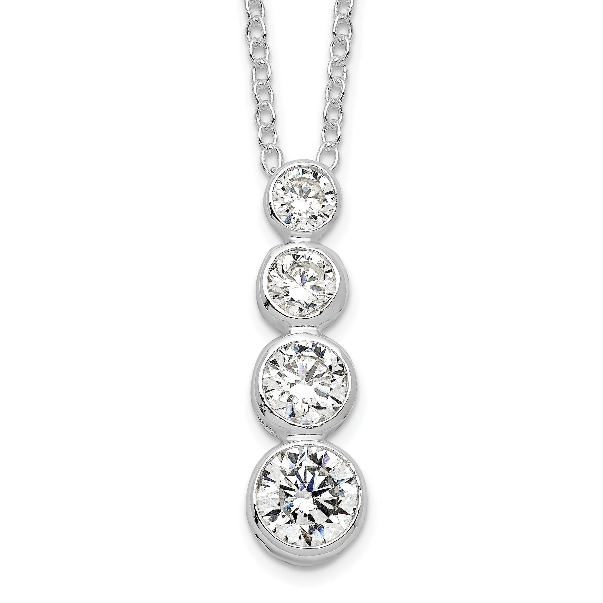 Sterling Silver Rhodium-plated CZ Journey Necklace Main image