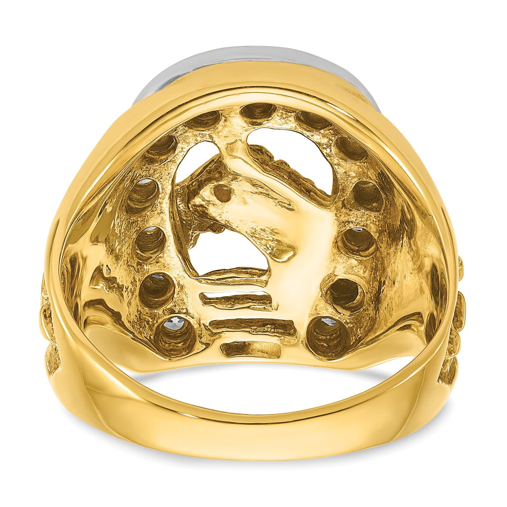 14k Two-tone Mens Horse and Horseshoe Diamond Ring Mounting, Mounting Only
