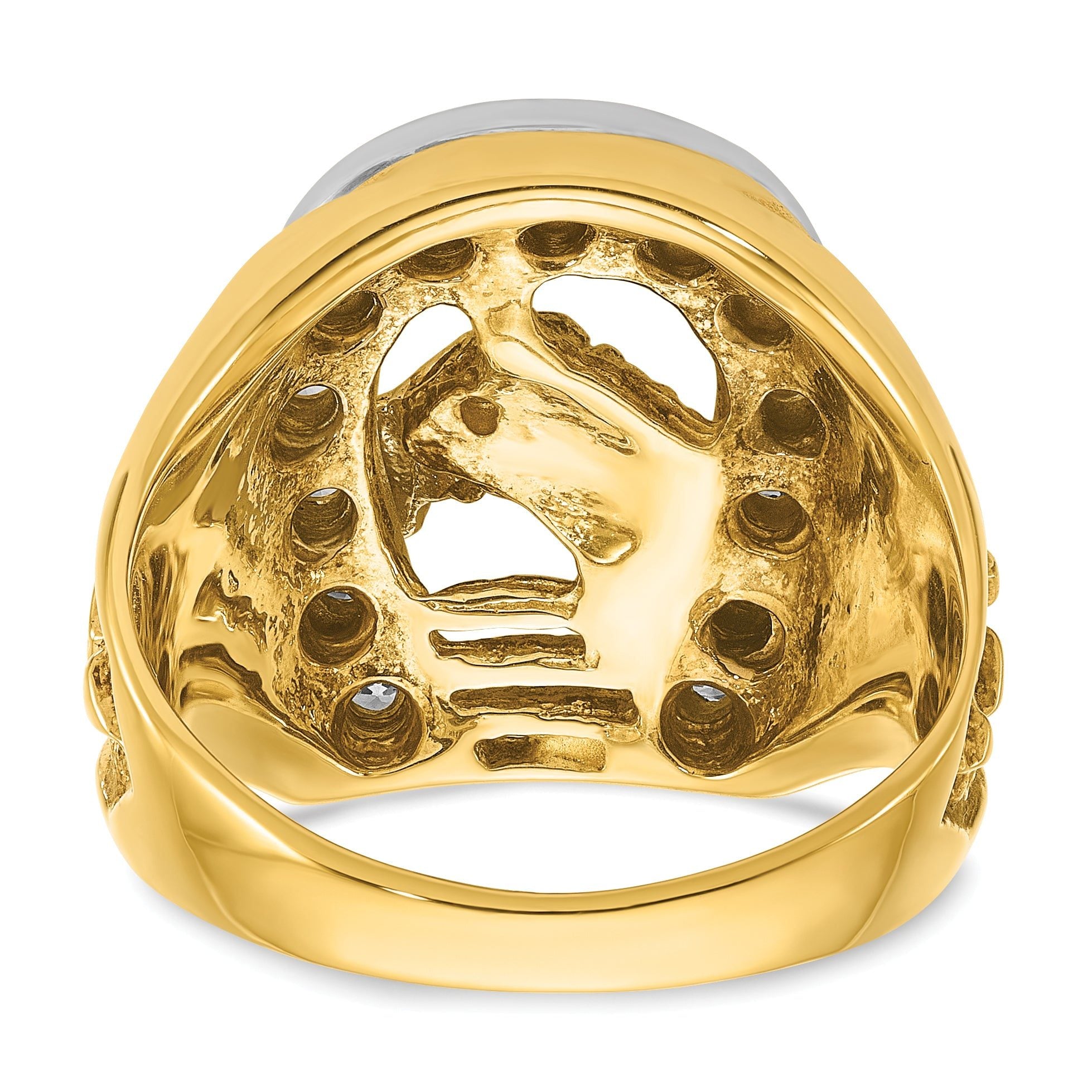 14k Two-tone Mens Horse and Horseshoe Diamond Ring Mounting, Mounting Only