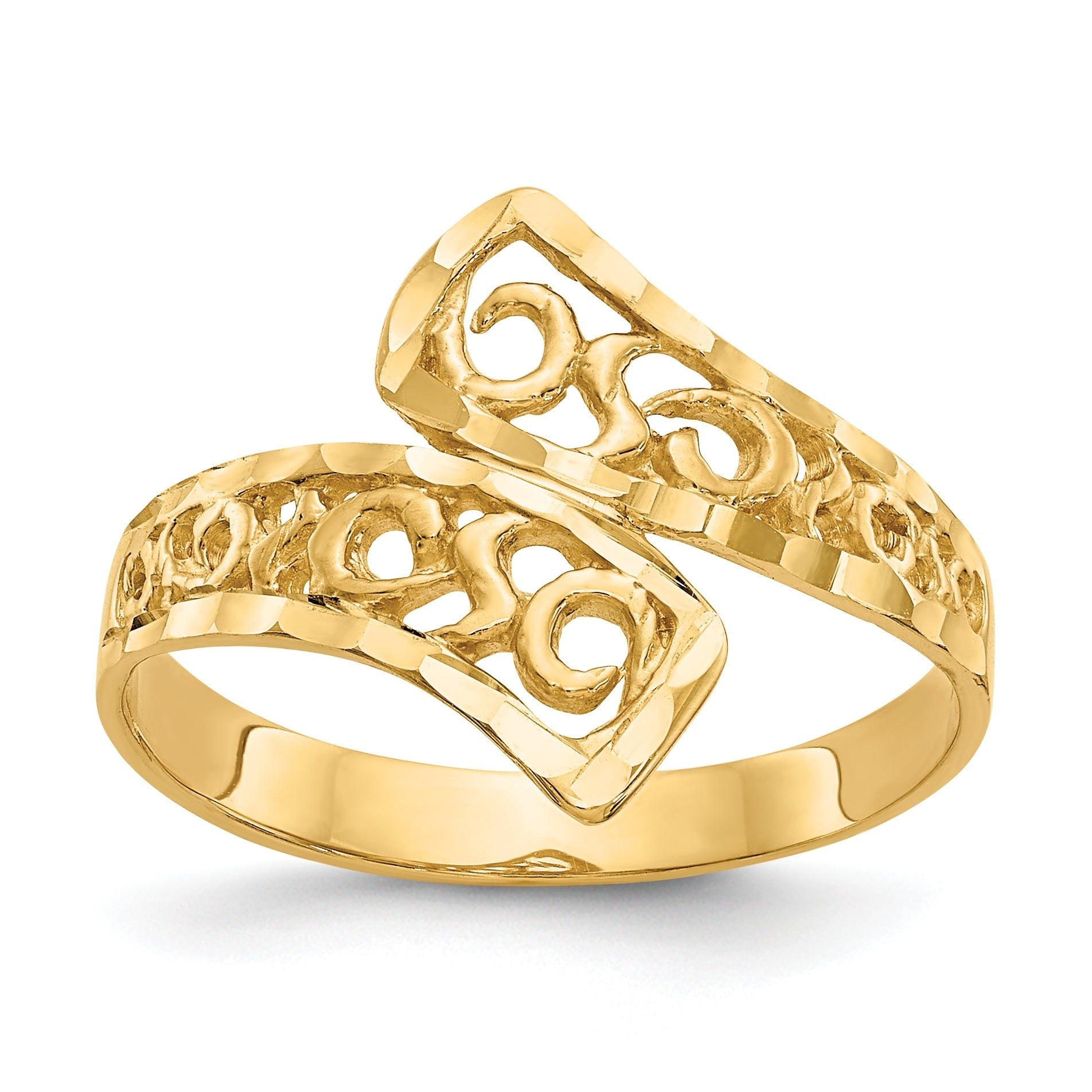 14K By-pass Lace Diamond-cut Ring Main image