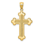 14K Gold Budded Cross Pendant with Satin and Polished Finish Elegant Design