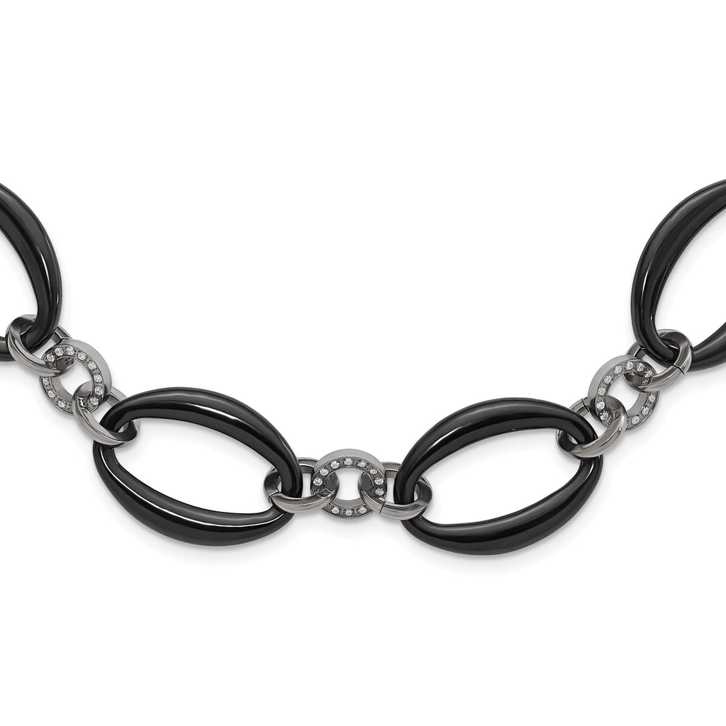 Titanium Women's Necklace with Polished Finish & CZ Accents