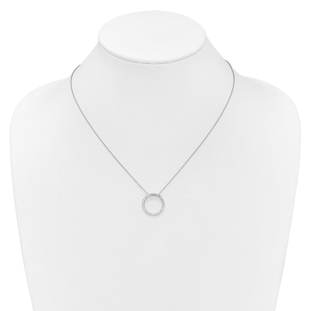 14k White Gold 1/2 carat Lab Grown Diamond VS/SI+ G+ 18 inch Round Pendant Necklace
