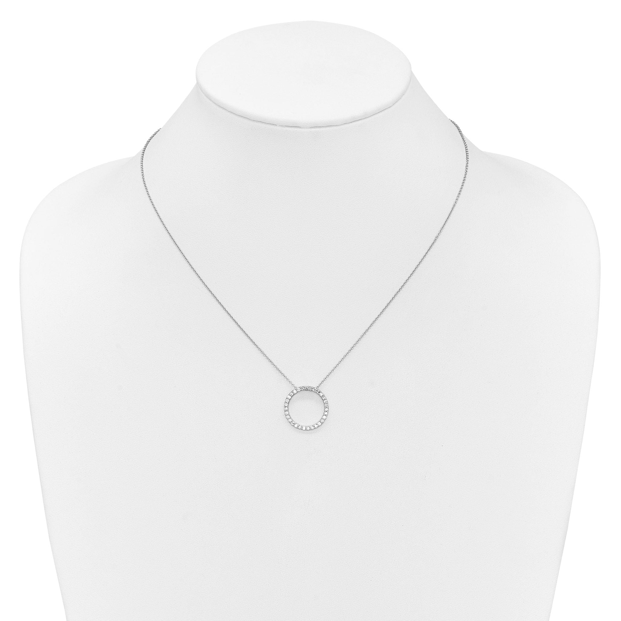 14k White Gold 1/2 carat Lab Grown Diamond VS/SI+ G+ 18 inch Round Pendant Necklace