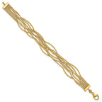 14k Polished and Textured Multi Strand Beaded 7.25 inch Bracelet