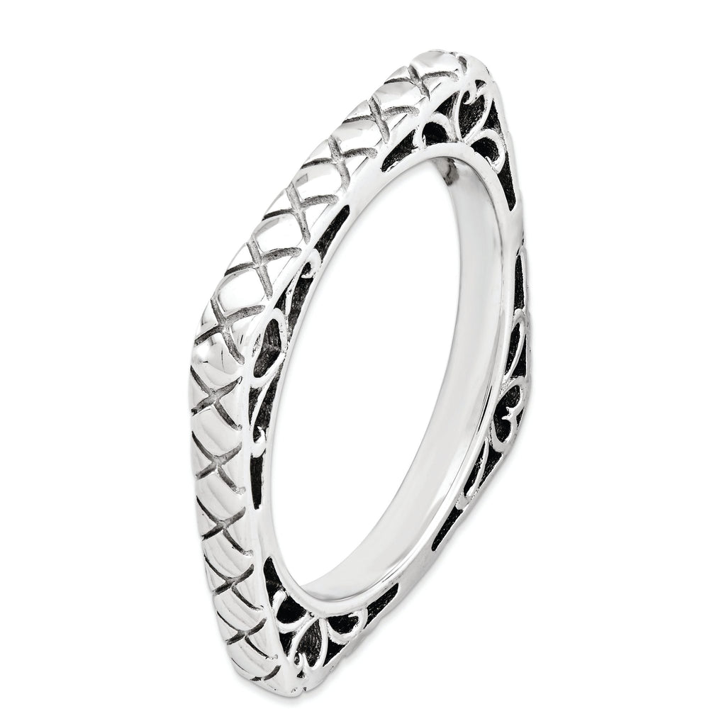 Polished Square Stackable Ring in Sterling Silver
