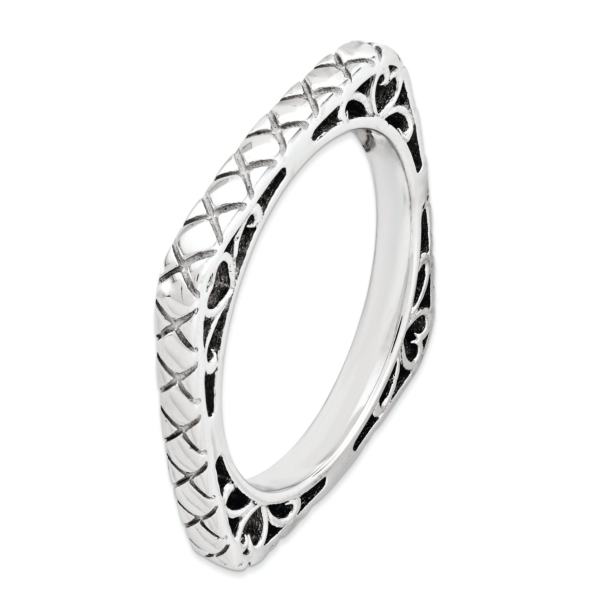 Polished Square Stackable Ring in Sterling Silver