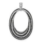 Open Oval Fancy Pendant in Sterling Silver with Black & White Cubic Zirconia, 35mm - Sophia Jewelers