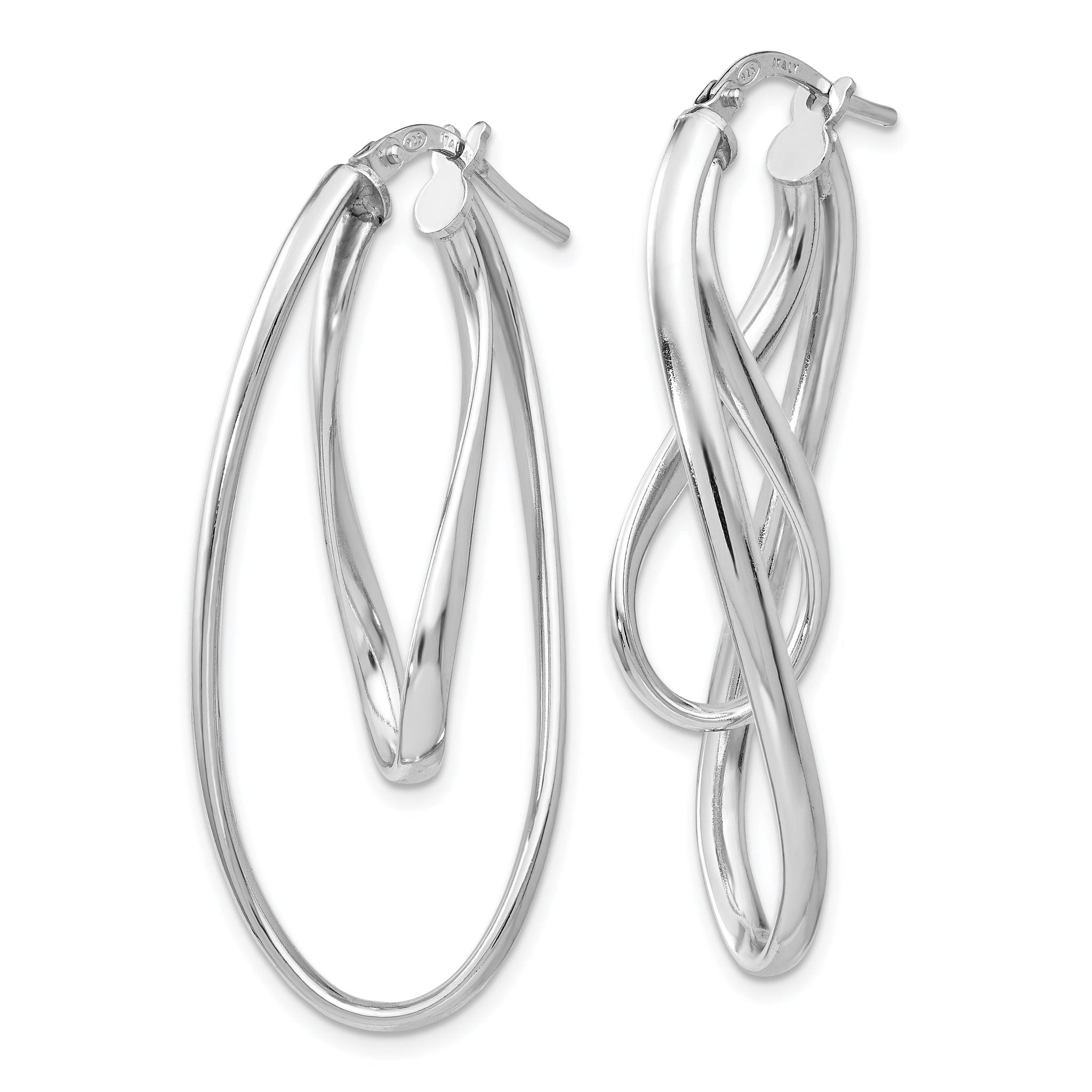 Sophia Jewelers Sterling Silver Rhodium-Plated Twisted Hoop Earrings Elegant Design Secondary image