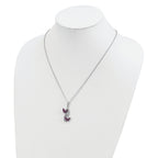 Sophia Jewelers Sterling Silver CZ Necklace with Red Butterfly Charm