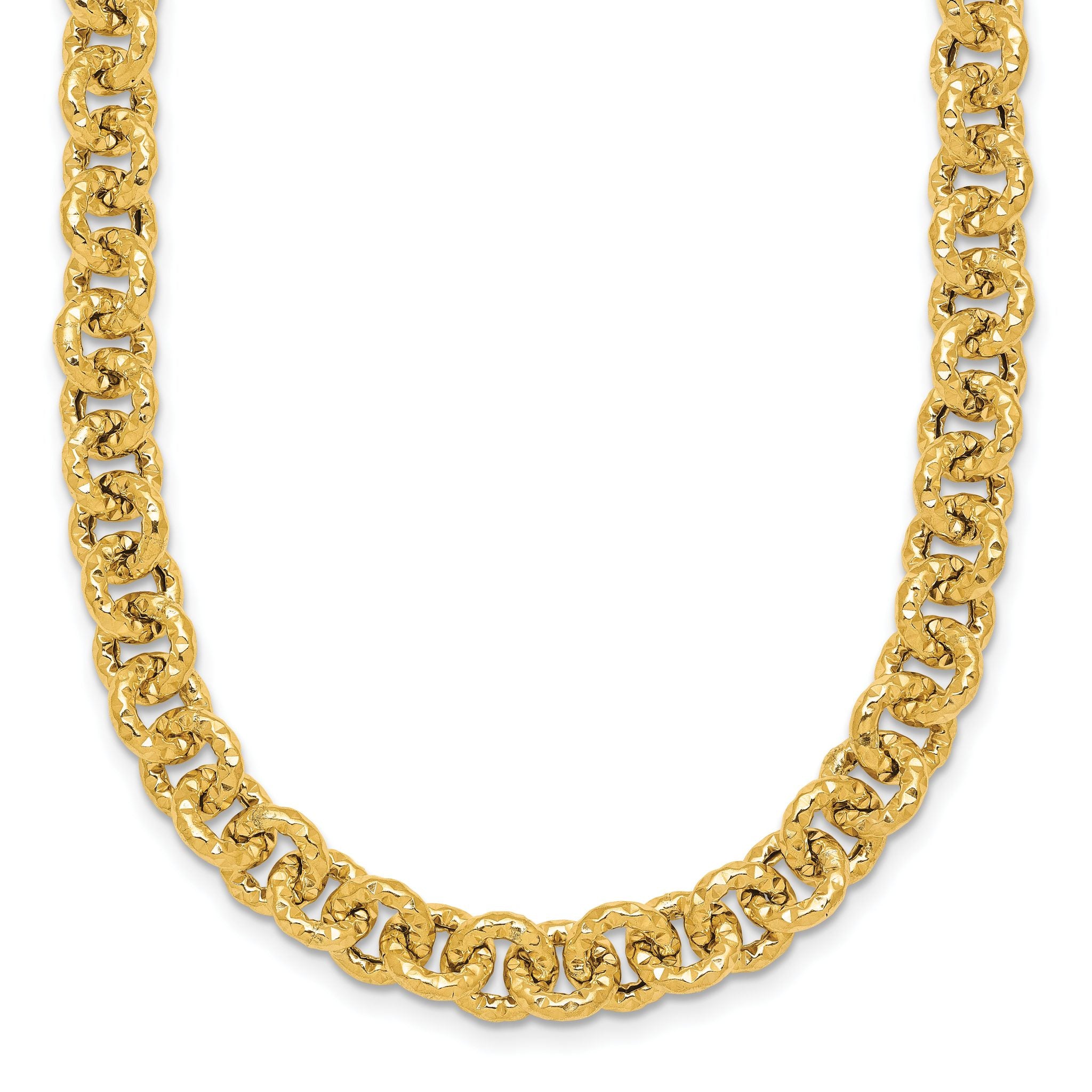 14k Polished and Textured 7.3mm Cable Chain 18 inch Necklace Main image