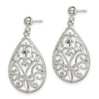 Sophia Jewelers 925 Sterling Silver Filigree Teardrop Dangle Earrings with Polished Finish