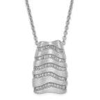 Sterling Silver & CZ Brushed Brilliant Embers w/ 2in ext Necklace