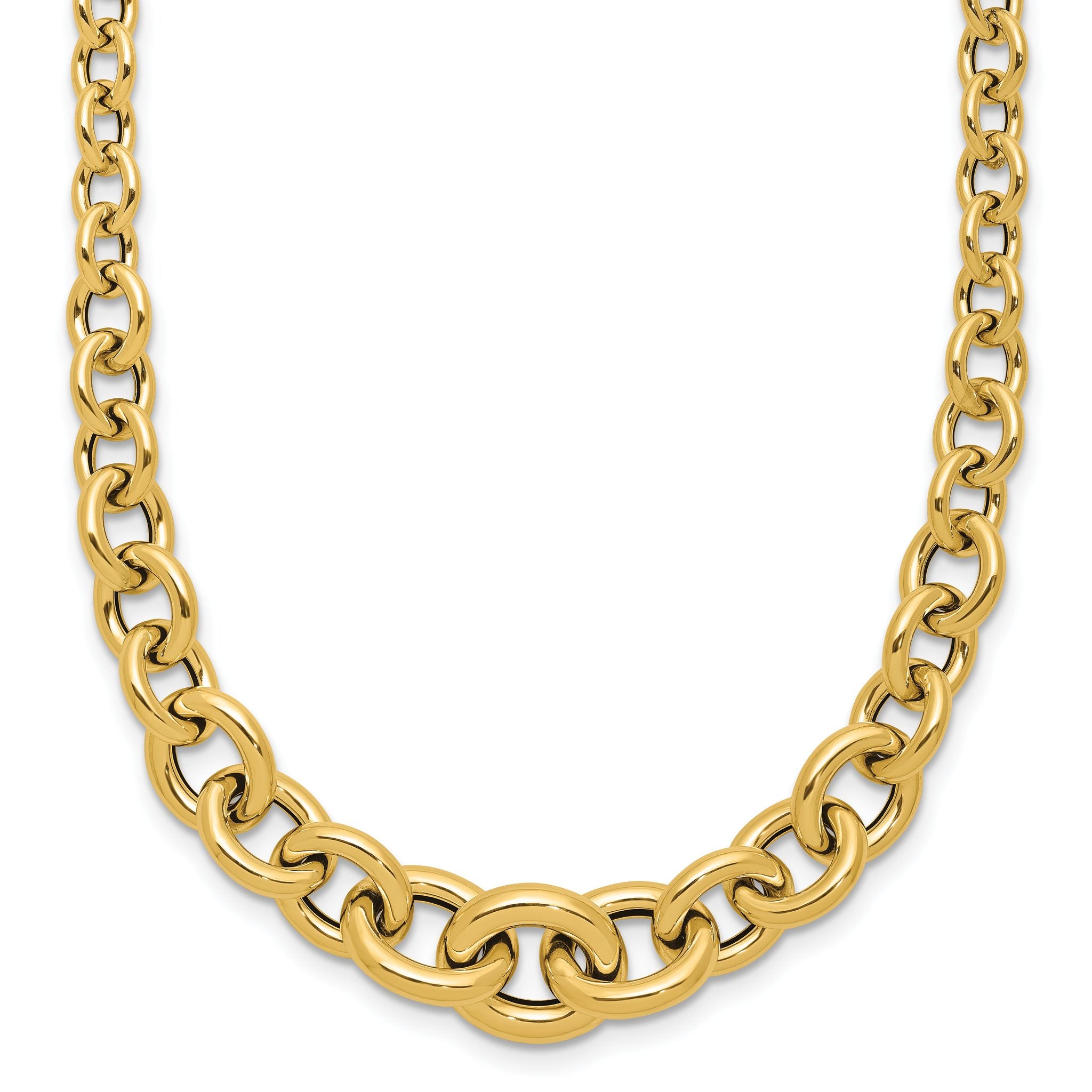 14K Polished Fancy Graduated Circle Link Necklace Main image