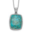 Sterling Silver Rhodium-Plated-pl Oxidized Compressed Turquoise w/1.75in ext Necklace