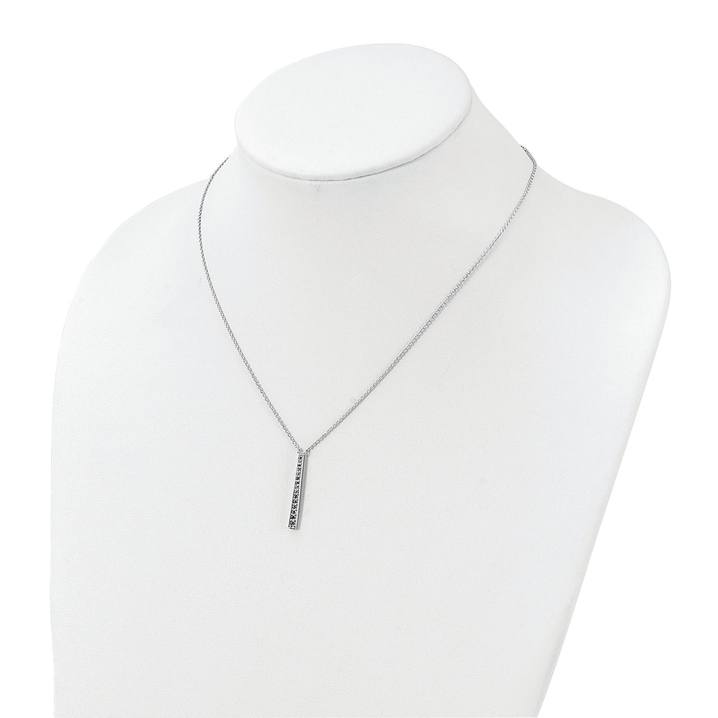 Sterling Silver Rhodium-plated Polished CZ Tapered Pendant Necklace