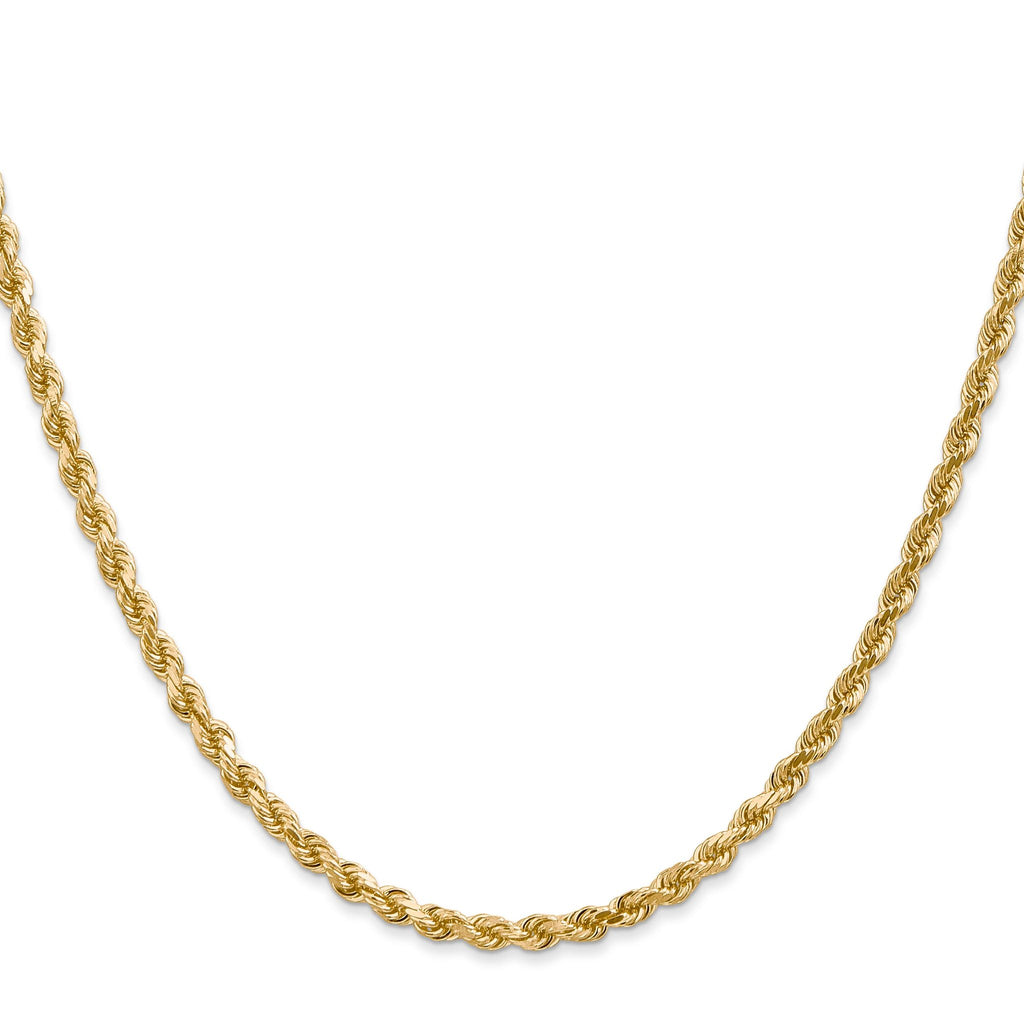 14K 7 inch 3mm Diamond-cut Rope with Lobster Clasp Chain