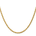 14K 7 inch 3mm Diamond-cut Rope with Lobster Clasp Chain