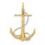 14K Two-Tone Gold 3D Anchor Pendant with Rope Accent for Men
