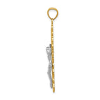 14K Two-Tone Gold Crucifix Pendant with Polished Finish Solid Design