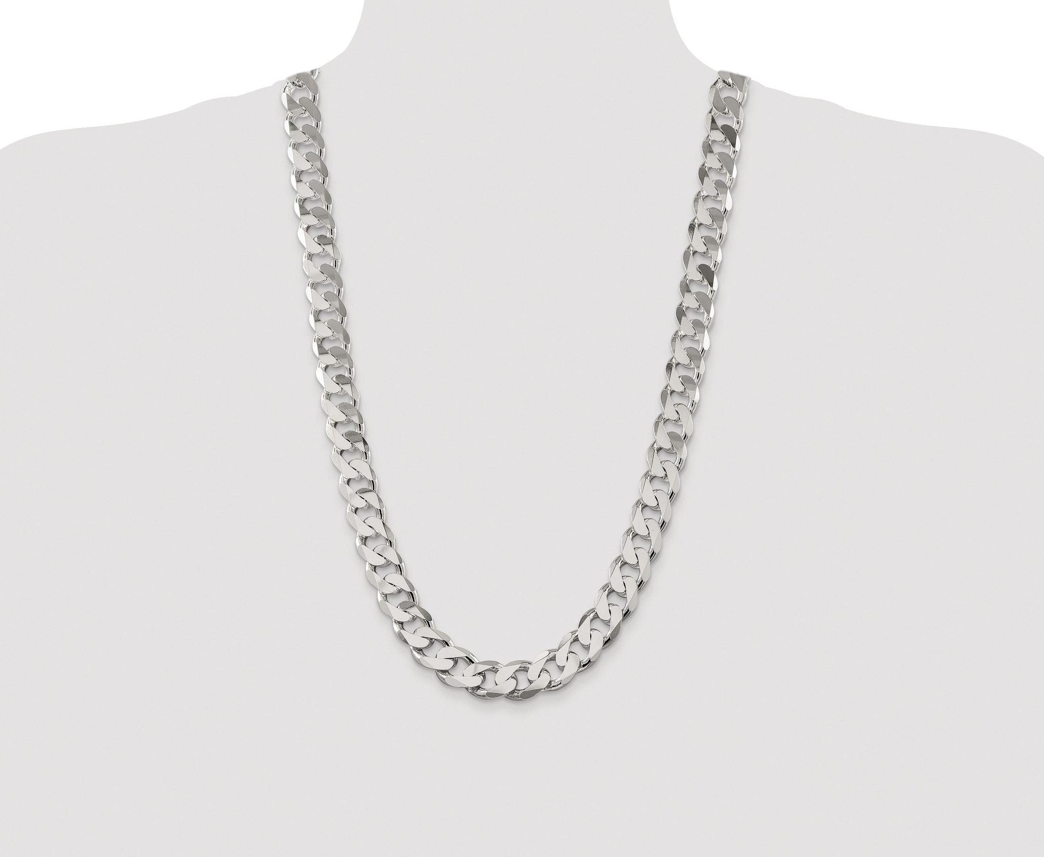 Sterling Silver Rhodium-plated 14.5mm Curb Chain