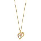 10K Tri-Color Gold Hummingbird Heart Necklace with Polished Black Hills Design