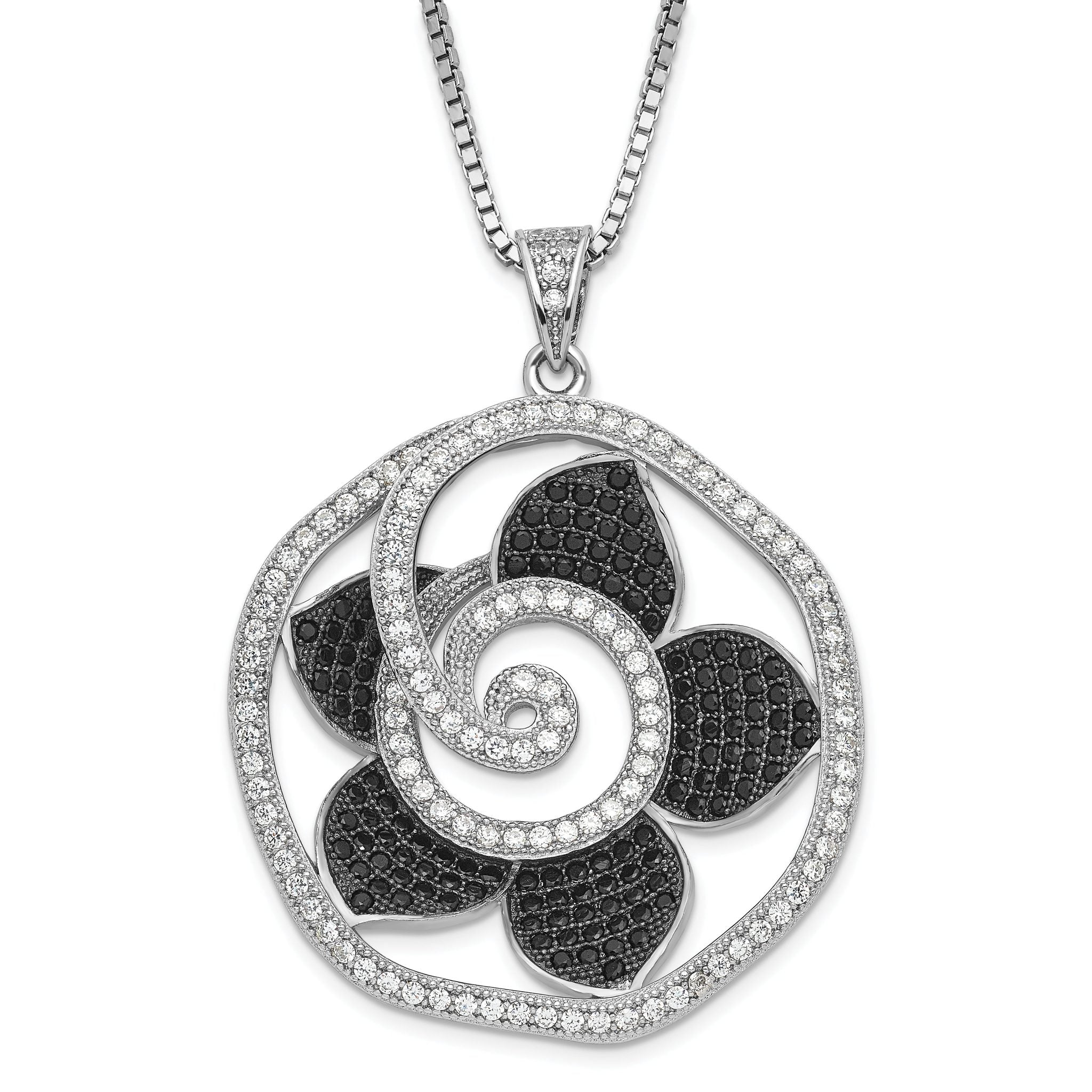 Sterling Silver CZ Fire Flower Necklace with Multi-Color Stones Main image