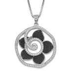 Sterling Silver CZ Fire Flower Necklace with Multi-Color Stones