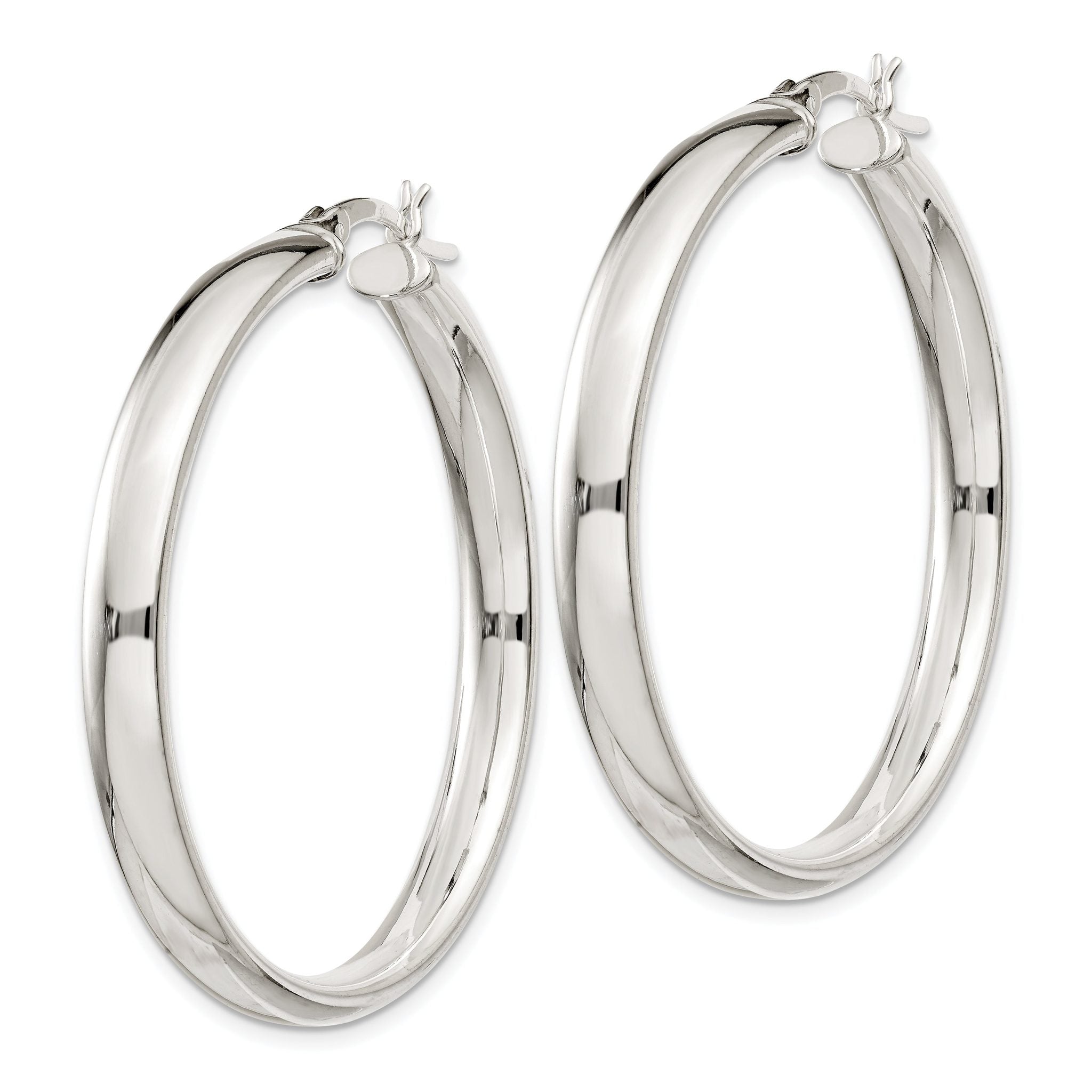 Sterling Silver 5x40mm Hoop Earrings Secondary image