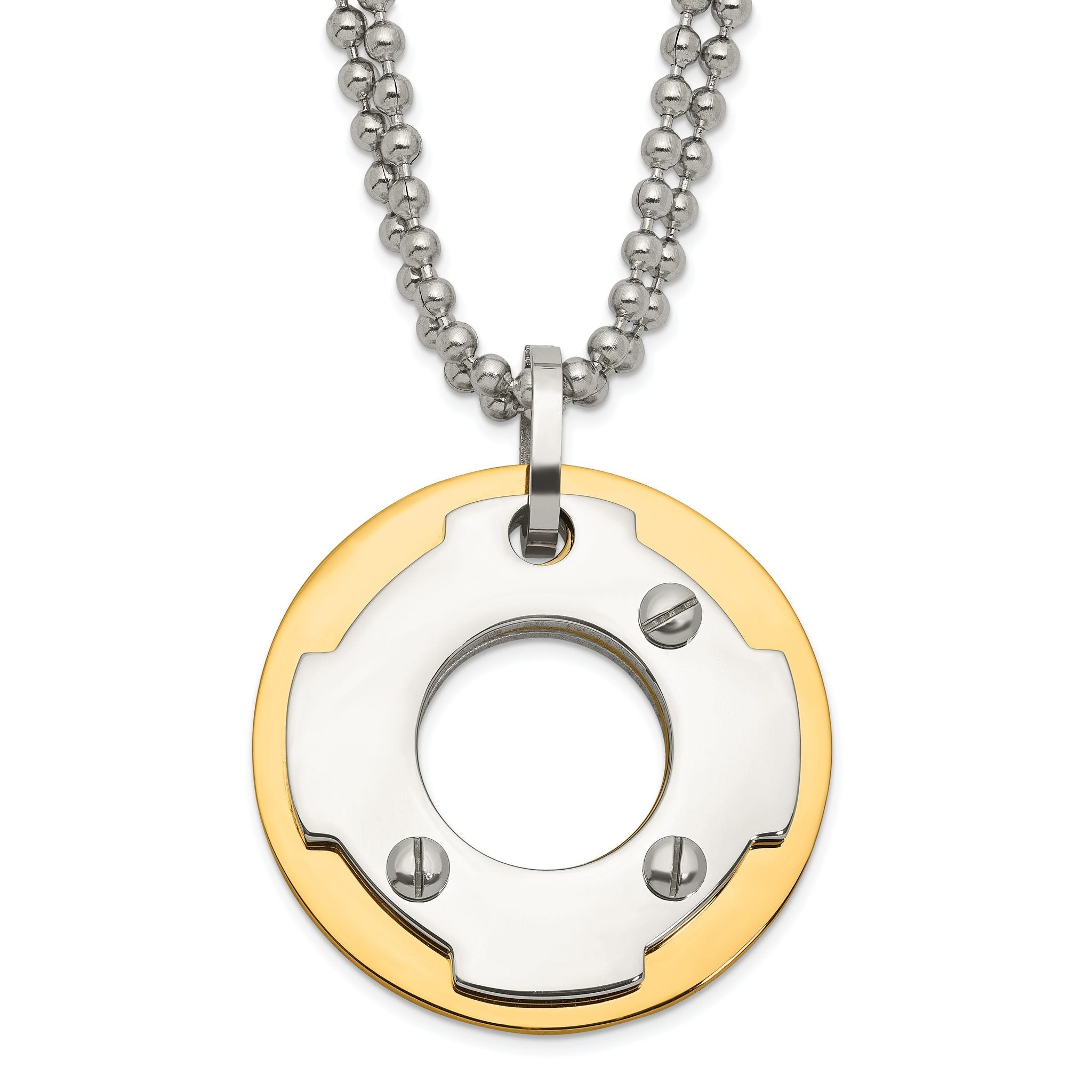 Yellow IP-Plated Circle Double Necklace in Stainless Steel Main image