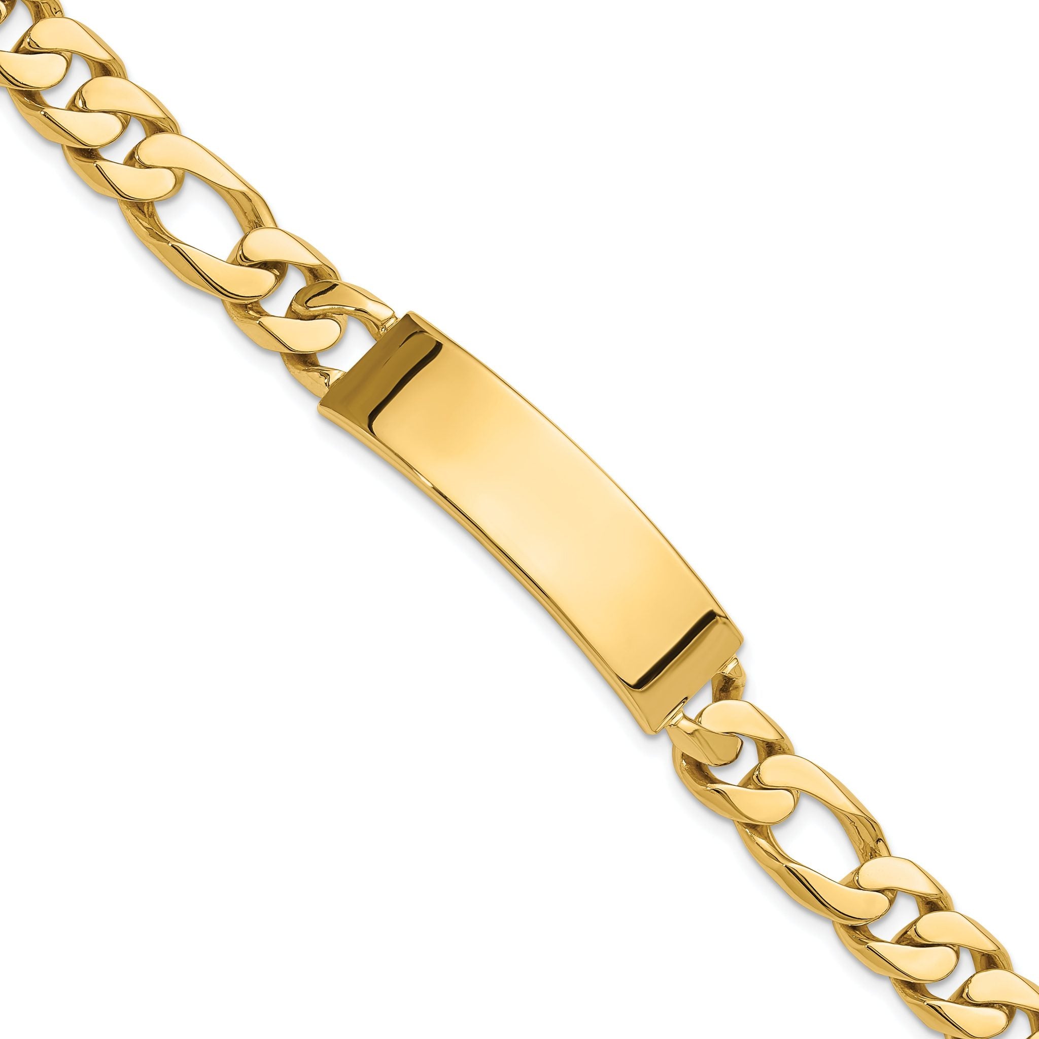14k Hand-polished Solid Chain/Solid Plate Figaro Link 48x11mm Plate 8.5 inch ID Bracelet Main image