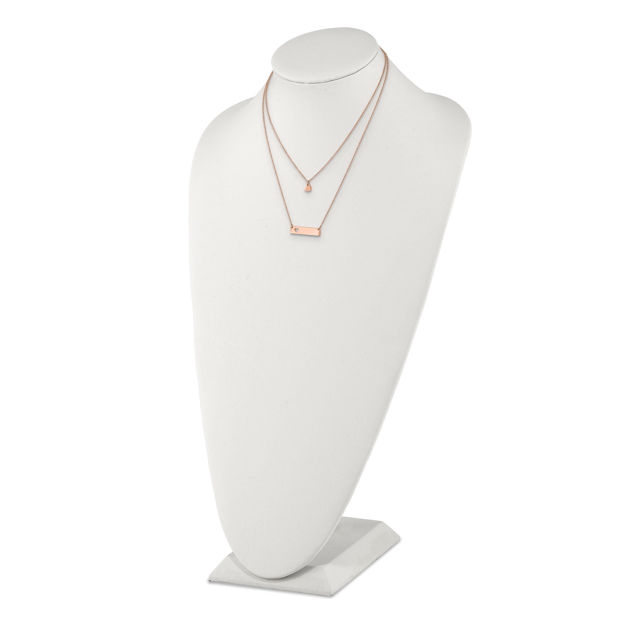 Chisel Stainless Steel Polished Rose IP-plated Heart and Bar Multi Strand 15.5 inch Cable Chain with a 1.5 inch Extension Necklace Secondary image
