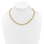 14K Polished and Textured Fancy Link with .5in ext. Necklace