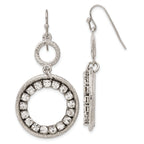 Crystal Circle Dangle Earrings in Silver-Tone