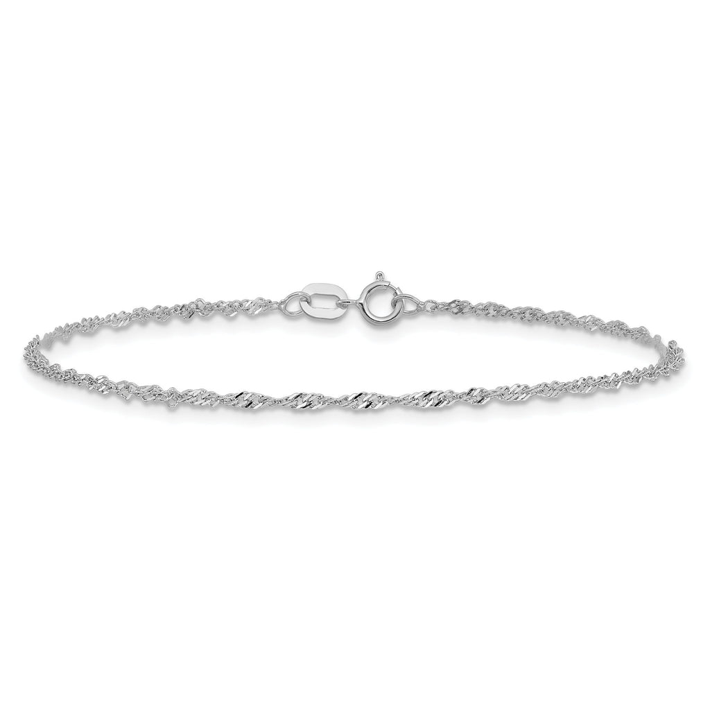 14K White Gold Solid Singapore Chain Necklace 1.4mm