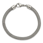 Polished & Textured Wire Bracelet in Stainless Steel