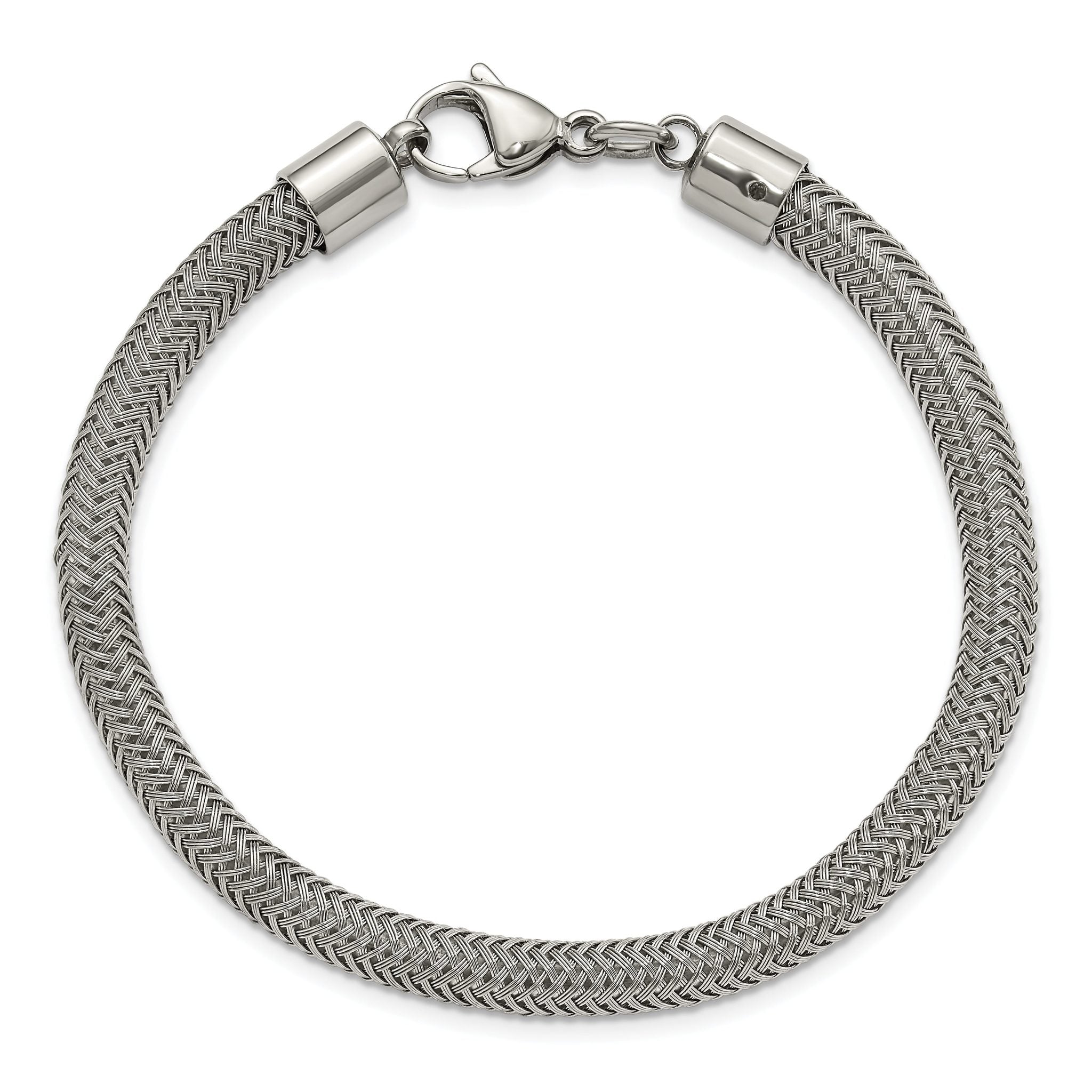 Polished & Textured Wire Bracelet in Stainless Steel