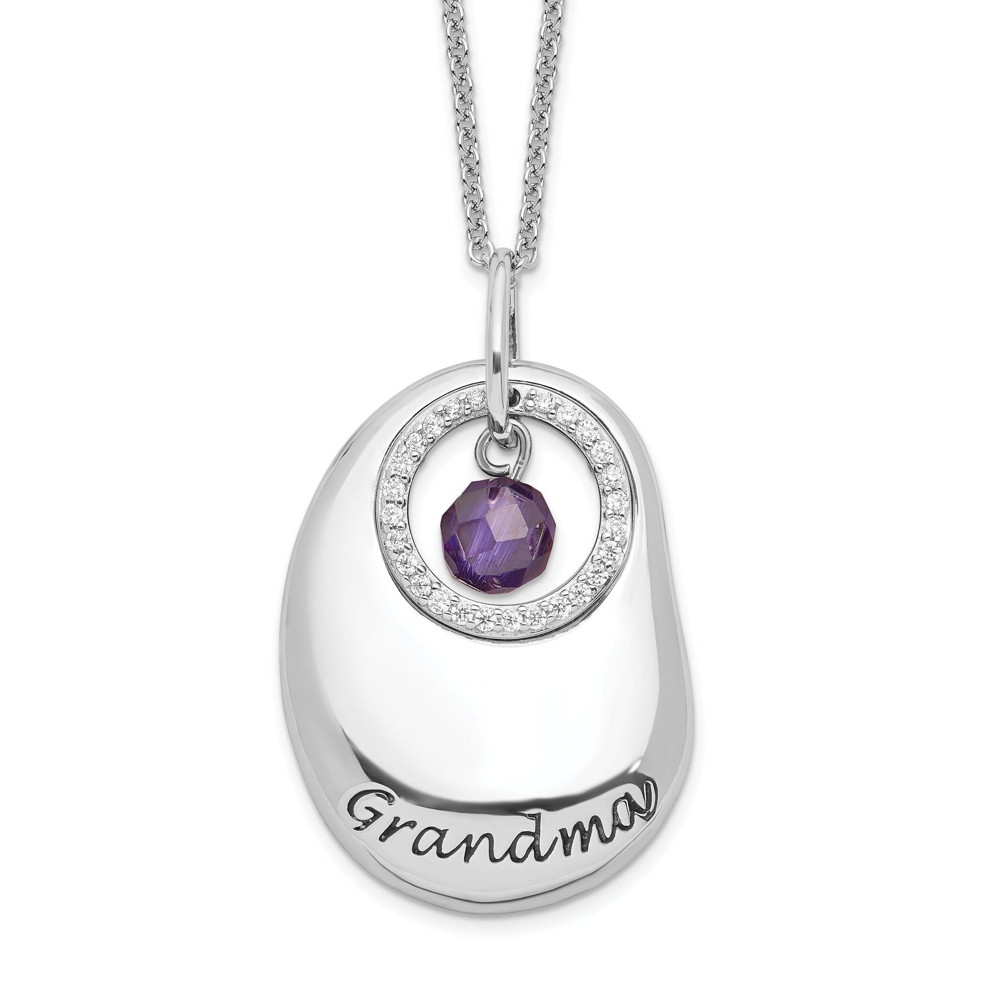 Sentimental Expressions Sterling Silver Rhodium-plated Antiqued CZ For You Grandma 18in. Necklace Main image