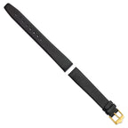 Smooth Flat Leather Watch Band in Black with Gold-Tone Buckle, 18mm