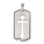 Sterling Silver 925 Cross Dog Tag Pendant Polished Unisex Design