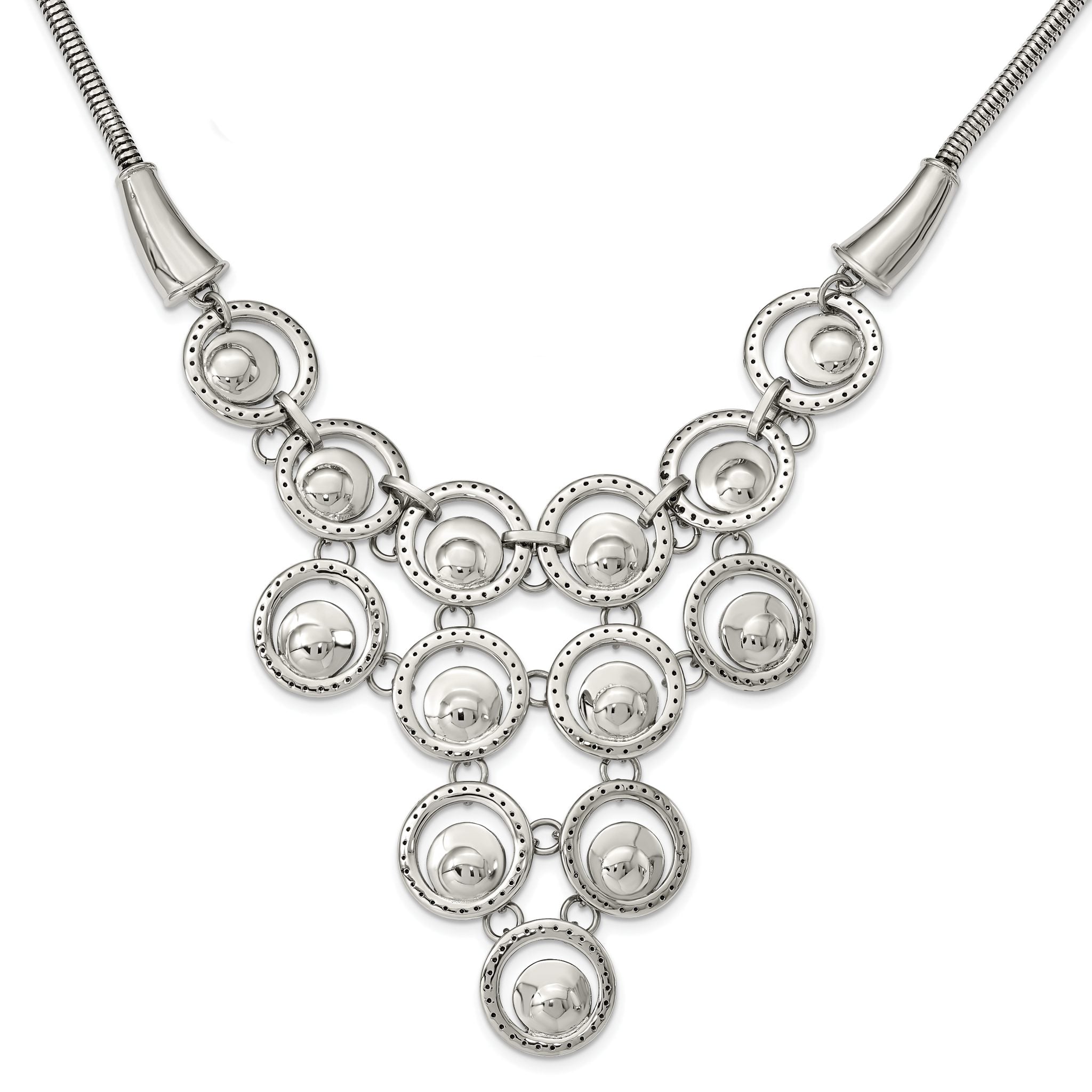 Stainless Steel Polished Multi-circle 19in w/2in ext Necklace Main image