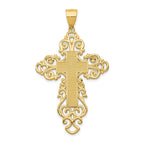 14K Yellow Gold Polished Fancy Cross Pendant with Textured Design
